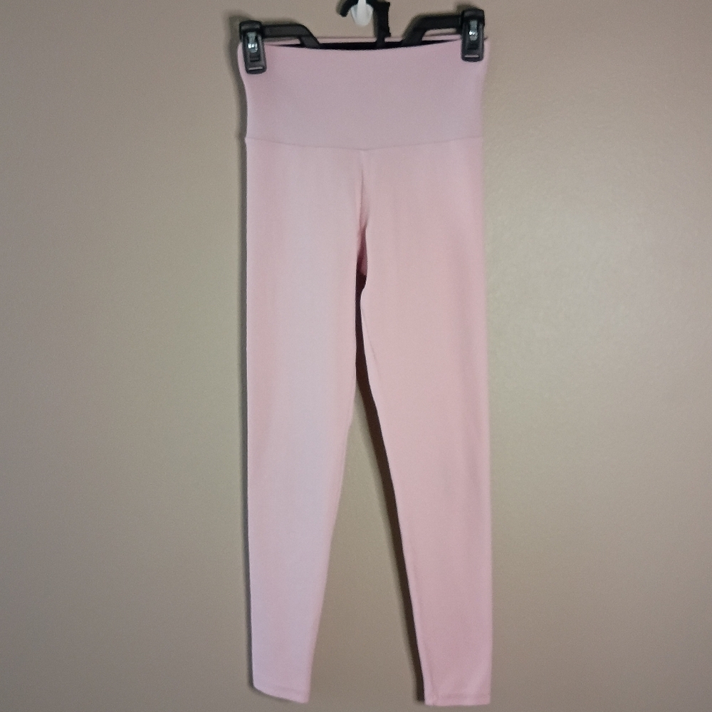 Strut This Kendall Ribbed Full Leggings Light Pink High Rise Workout Comfy Sz S